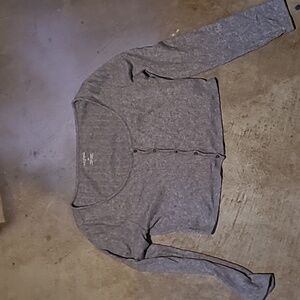 Grey Cropped Button Up Longsleeve